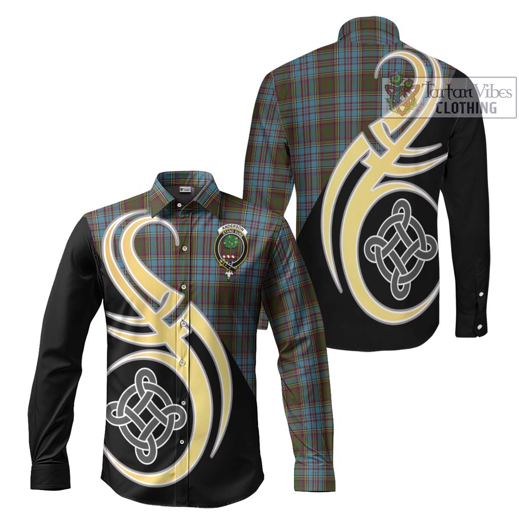 Anderson Tartan Long Sleeve Button Shirt with Family Crest and Celtic Symbol Style Men's Shirt S - Tartan Vibes Clothing