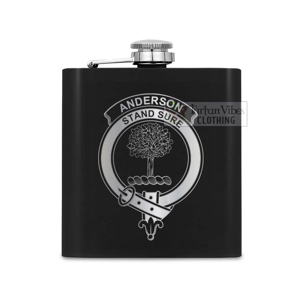 Tartan Vibes Clothing Anderson Crest Hip Flask Set 7oz Black Stainless Steel with A Gift Box