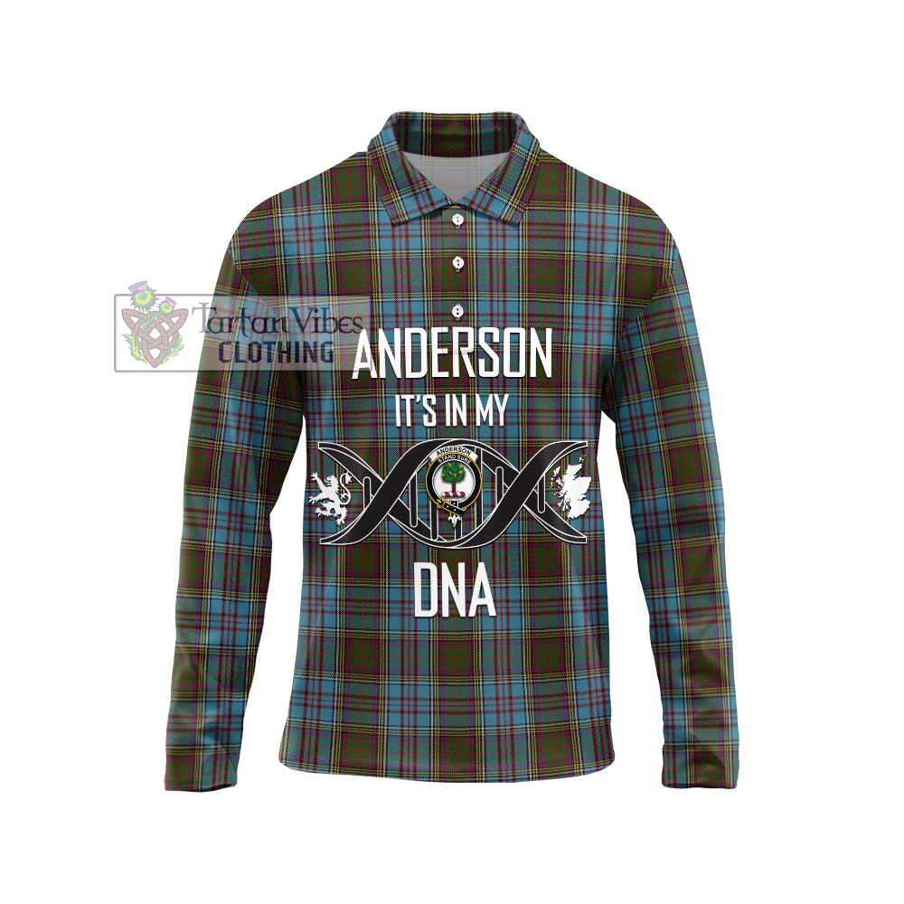 Anderson Tartan Long Sleeve Polo Shirt with Family Crest DNA In Me Style Unisex - Tartanvibesclothing Shop