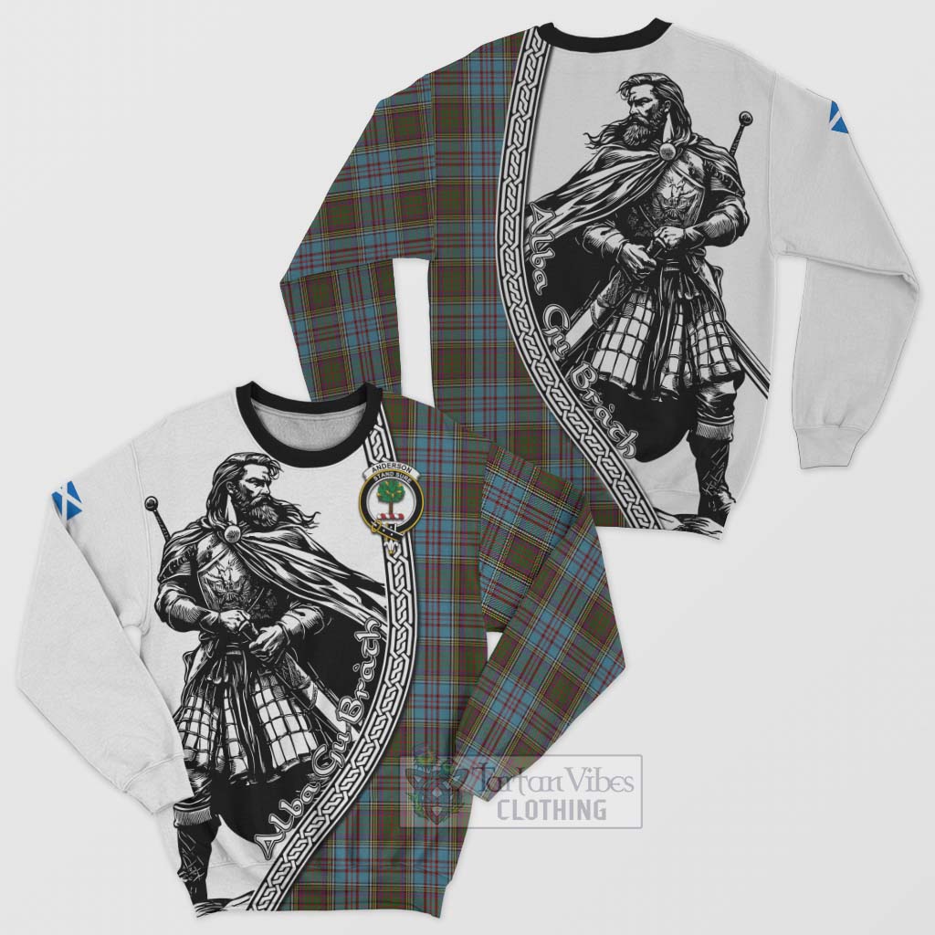 Tartan Vibes Clothing Anderson Tartan Clan Crest Sweatshirt with Highlander Warrior Celtic Style