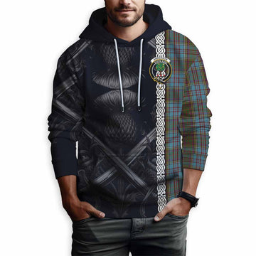 Anderson Tartan Hoodie with Family Crest Cross Sword Thistle Celtic Vibes