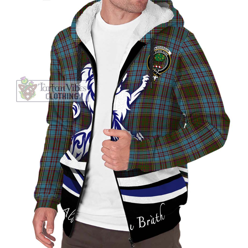 Anderson Tartan Sherpa Hoodie with Alba Gu Brath Regal Lion Emblem Unisex S - Tartanvibesclothing Shop