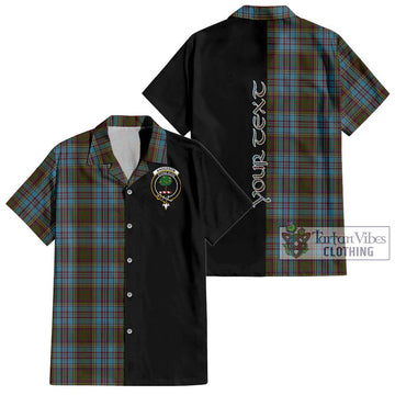 Anderson Tartan Short Sleeve Button Shirt with Family Crest and Half Of Me Style