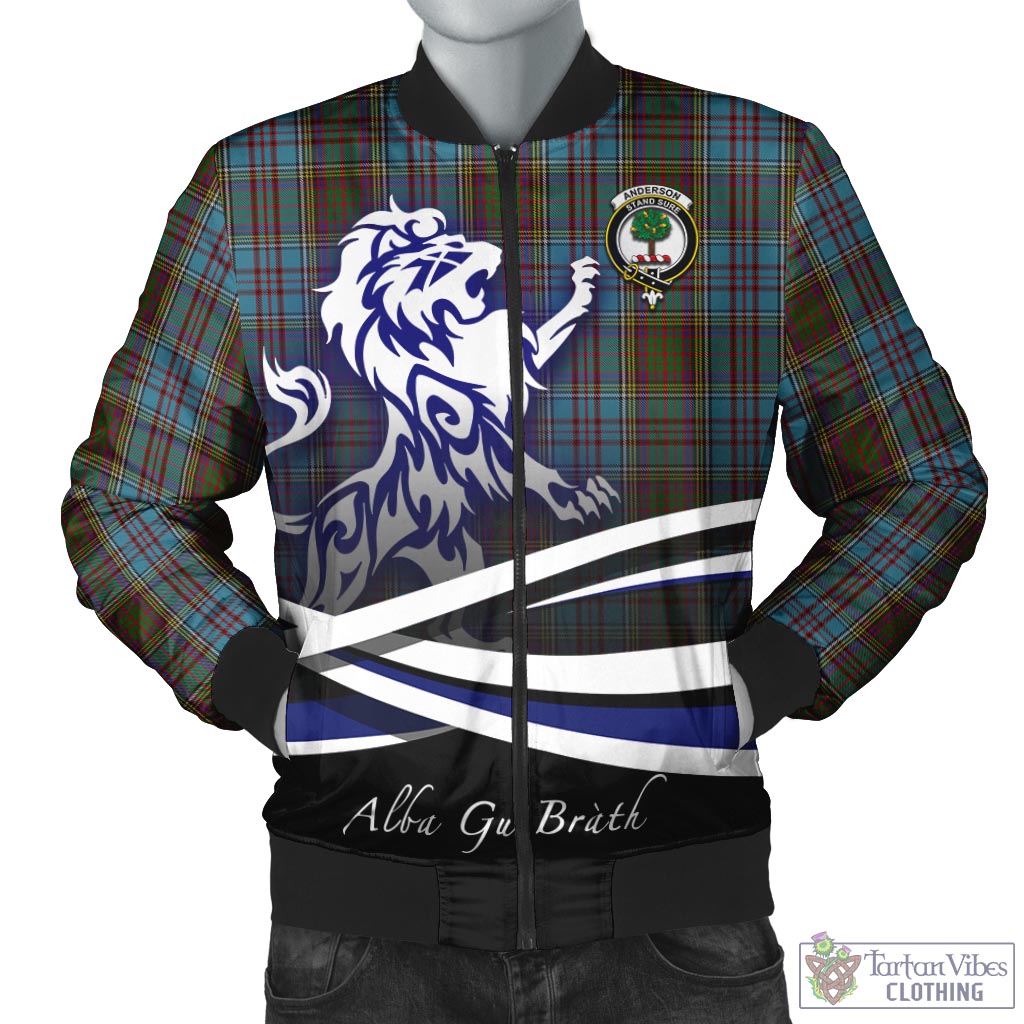 Tartan Vibes Clothing Anderson Tartan Bomber Jacket with Alba Gu Brath Regal Lion Emblem