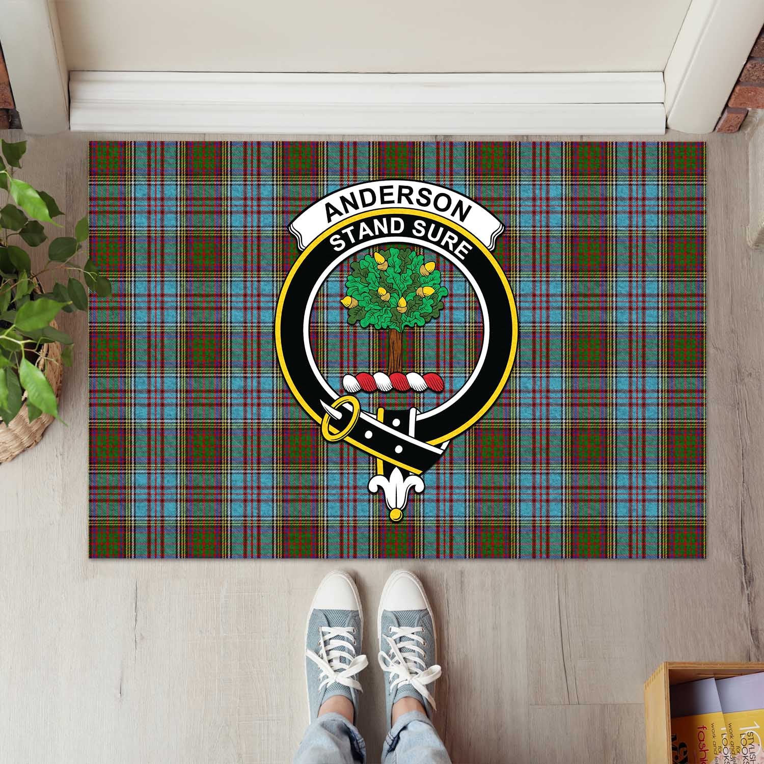 Anderson Tartan Door Mat with Family Crest - Tartanvibesclothing