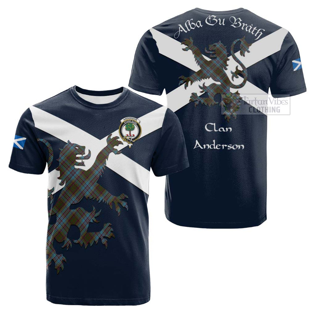 Tartan Vibes Clothing Anderson Tartan Lion Rampant Cotton T-shirt – Proudly Display Your Heritage with Alba Gu Brath and Clan Name