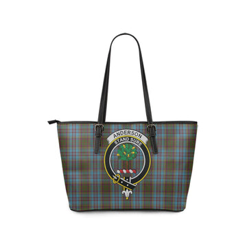 Anderson Tartan Leather Tote Bag with Family Crest