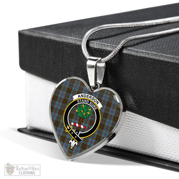 Anderson Tartan Heart Necklace with Family Crest