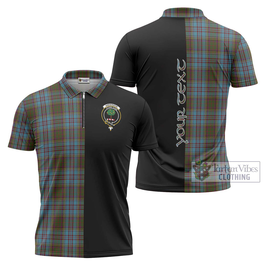 Anderson Tartan Zipper Polo Shirt with Family Crest and Half Of Me Style Unisex - Tartanvibesclothing Shop