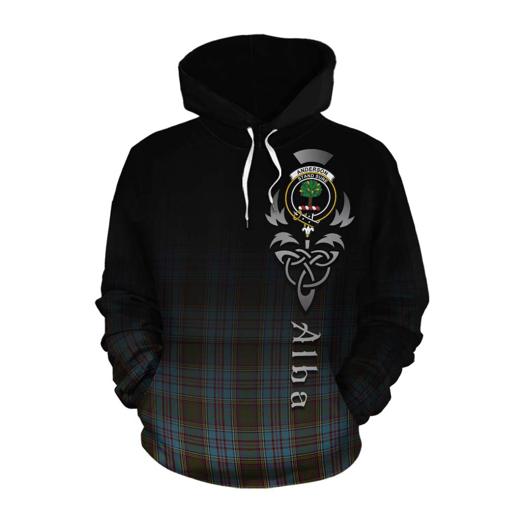 Tartan Vibes Clothing Anderson Tartan Cotton Hoodie Featuring Alba Gu Brath Family Crest Celtic Inspired