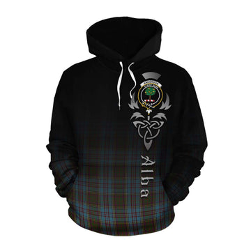 Anderson Tartan Cotton Hoodie Featuring Alba Gu Brath Family Crest Celtic Inspired