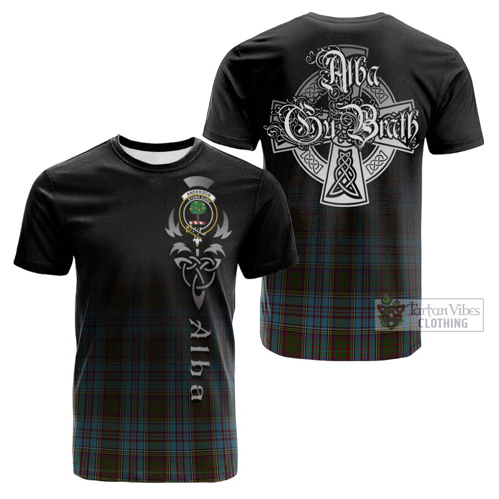 Tartan Vibes Clothing Anderson Tartan Cotton T-shirt Featuring Alba Gu Brath Family Crest Celtic Inspired