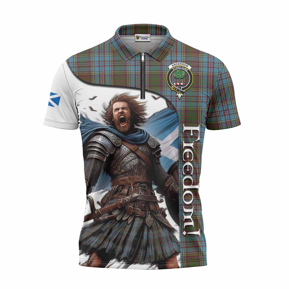 Tartan Vibes Clothing Anderson Crest Tartan Zipper Polo Shirt Inspired by the Freedom of Scottish Warrior