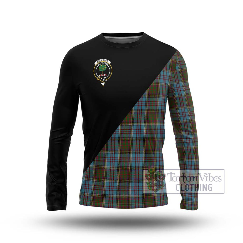 Anderson Tartan Long Sleeve T-Shirt with Family Crest and Military Logo Style Unisex - Tartanvibesclothing Shop