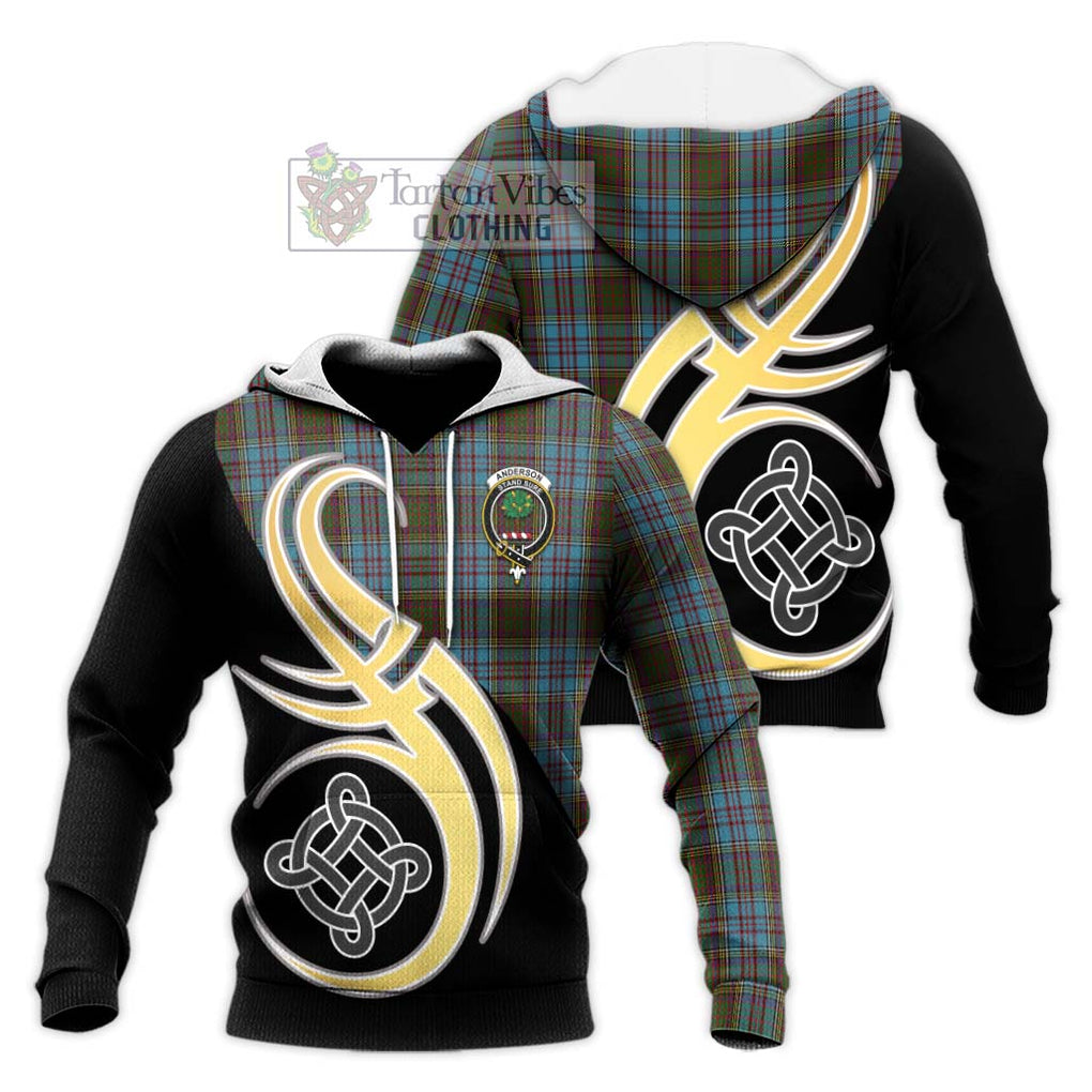 Anderson Tartan Knitted Hoodie with Family Crest and Celtic Symbol Style Unisex Knitted Pullover Hoodie - Tartan Vibes Clothing