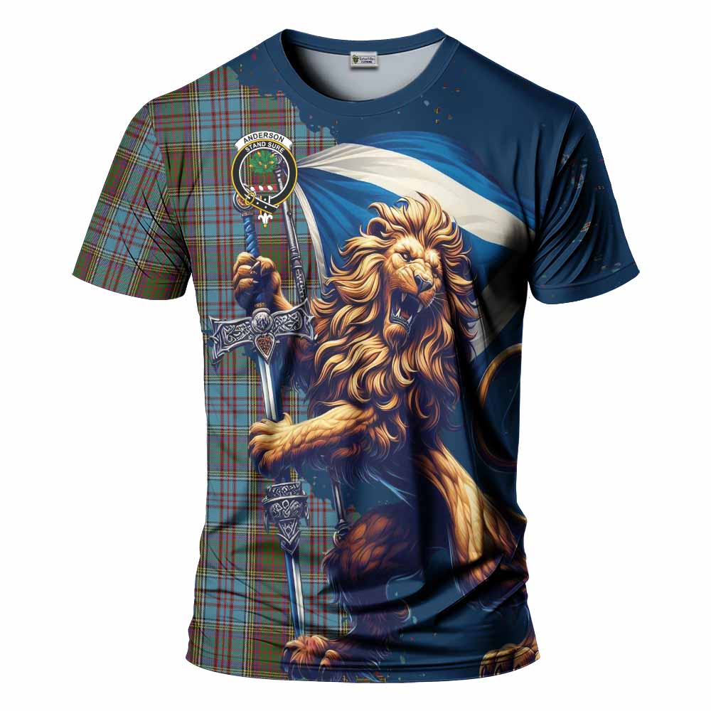 Tartan Vibes Clothing Anderson Tartan Family Crest T-Shirt with Scottish Majestic Lion