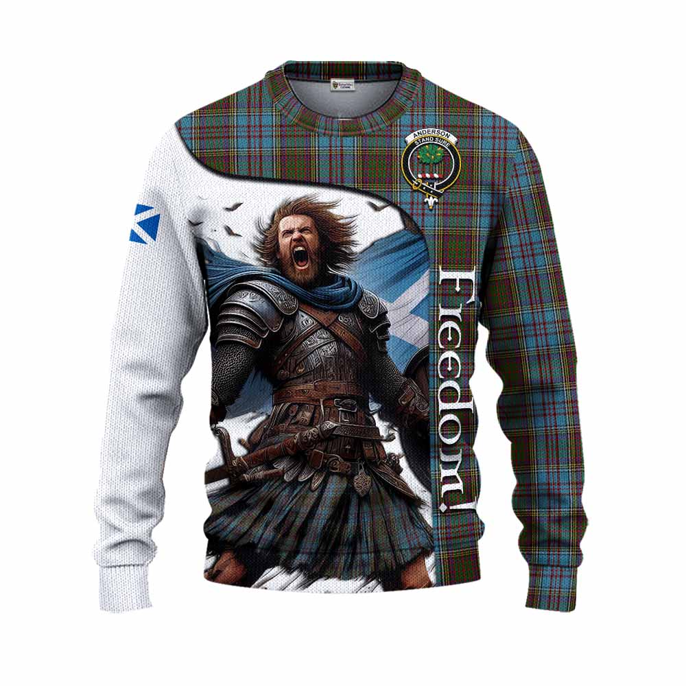 Tartan Vibes Clothing Anderson Crest Tartan Knitted Sweater Inspired by the Freedom of Scottish Warrior