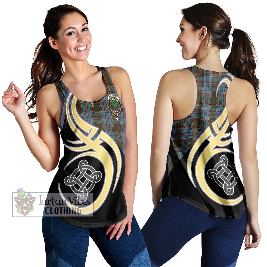 Anderson Tartan Women's Racerback Tanks with Family Crest and Celtic Symbol Style 4XL - Tartan Vibes Clothing