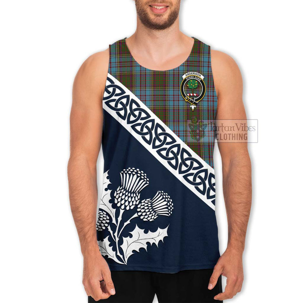 Tartan Vibes Clothing Anderson Tartan Men's Tank Top Featuring Thistle and Scotland Map