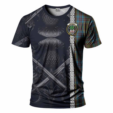 Anderson Tartan T-Shirt with Family Crest Cross Sword Thistle Celtic Vibes