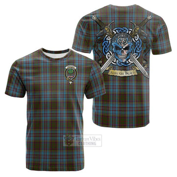 Anderson Tartan Cotton T-shirt with Family Crest Celtic Skull Style