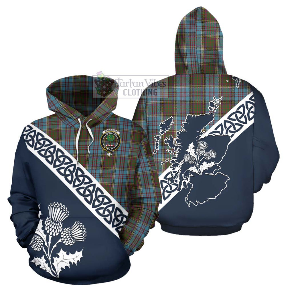 Tartan Vibes Clothing Anderson Tartan Hoodie Featuring Thistle and Scotland Map