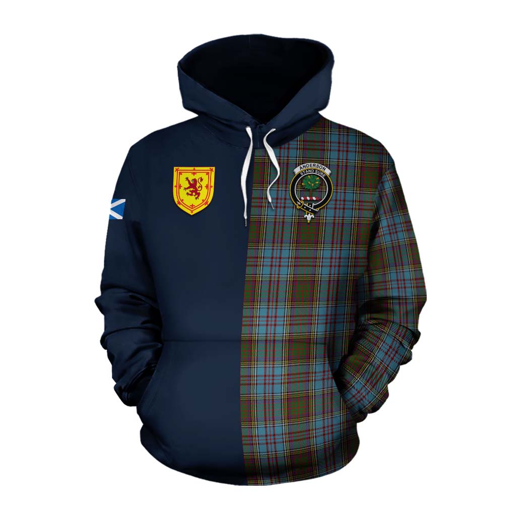 Tartan Vibes Clothing Anderson Tartan Cotton Hoodie Alba with Scottish Lion Royal Arm Half Style