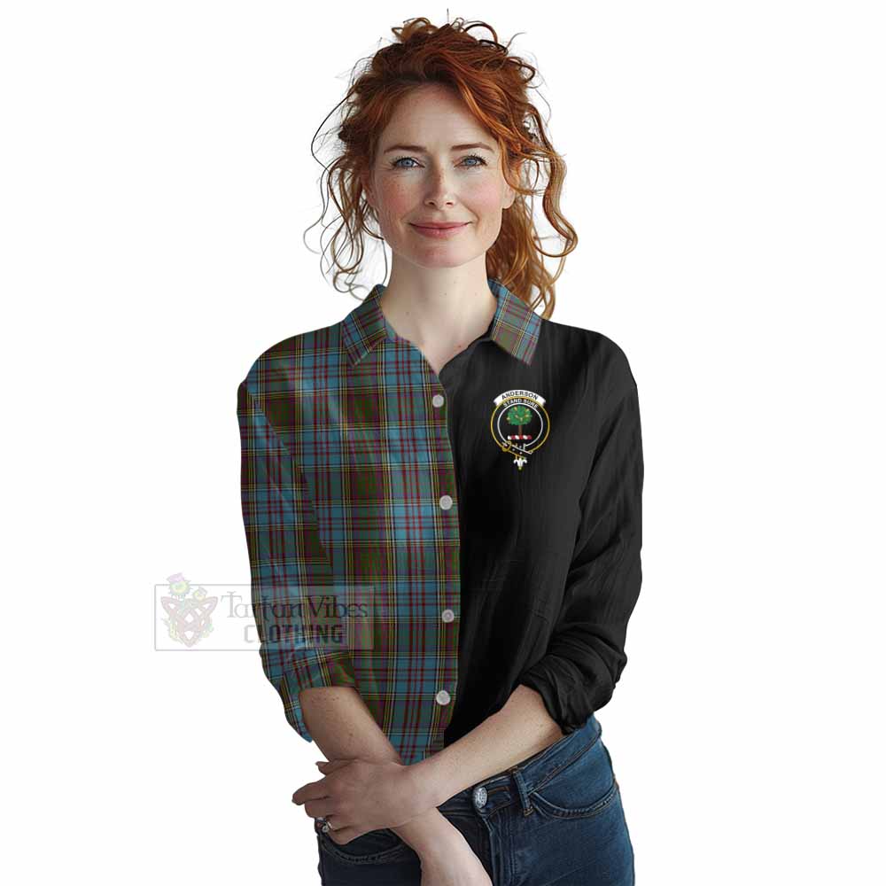 Tartan Vibes Clothing Anderson Tartan Women's Casual Shirt with Family Crest and Half Of Me Style