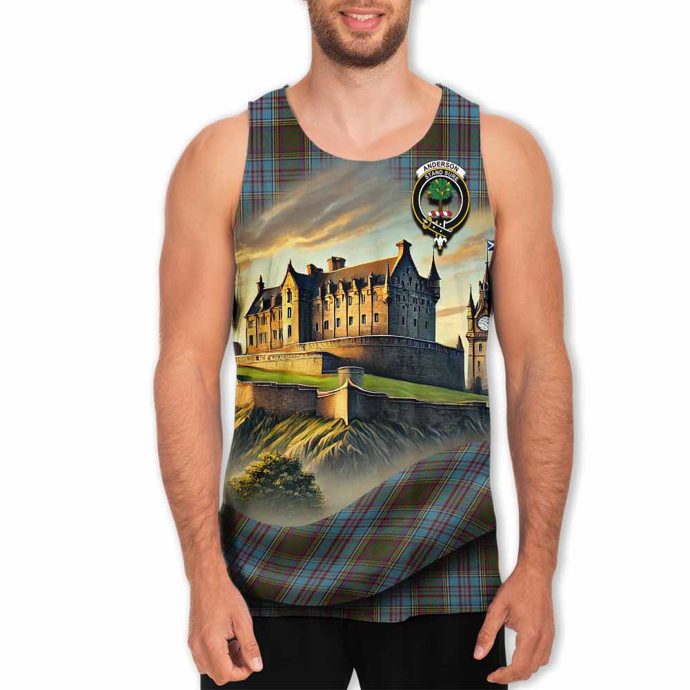 Anderson Tartan Family Crest Men's Tank Top with Scottish Ancient Castle Style Men - Tartan Vibes Clothing