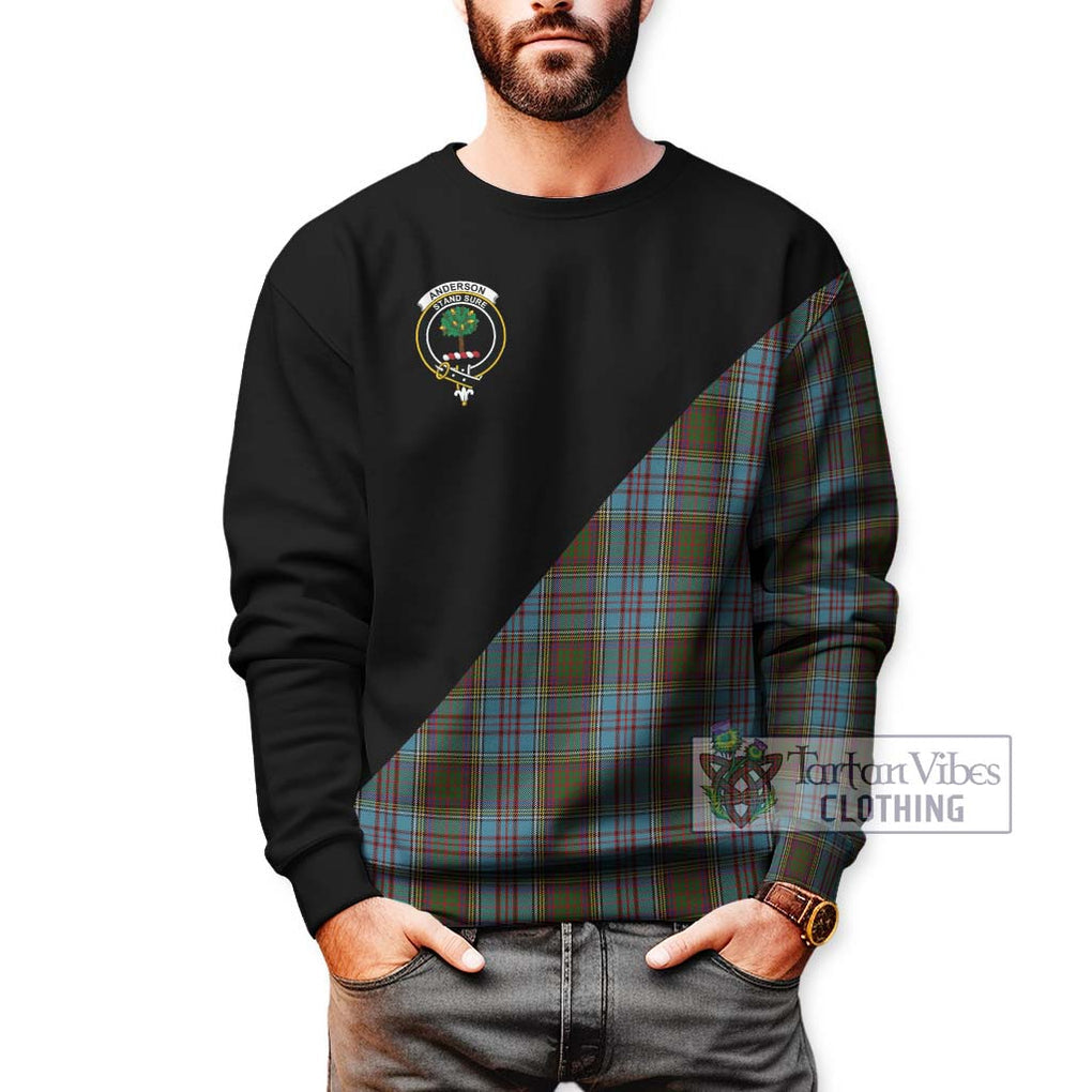 Anderson Tartan Sweatshirt with Family Crest and Military Logo Style Unisex - Tartanvibesclothing Shop