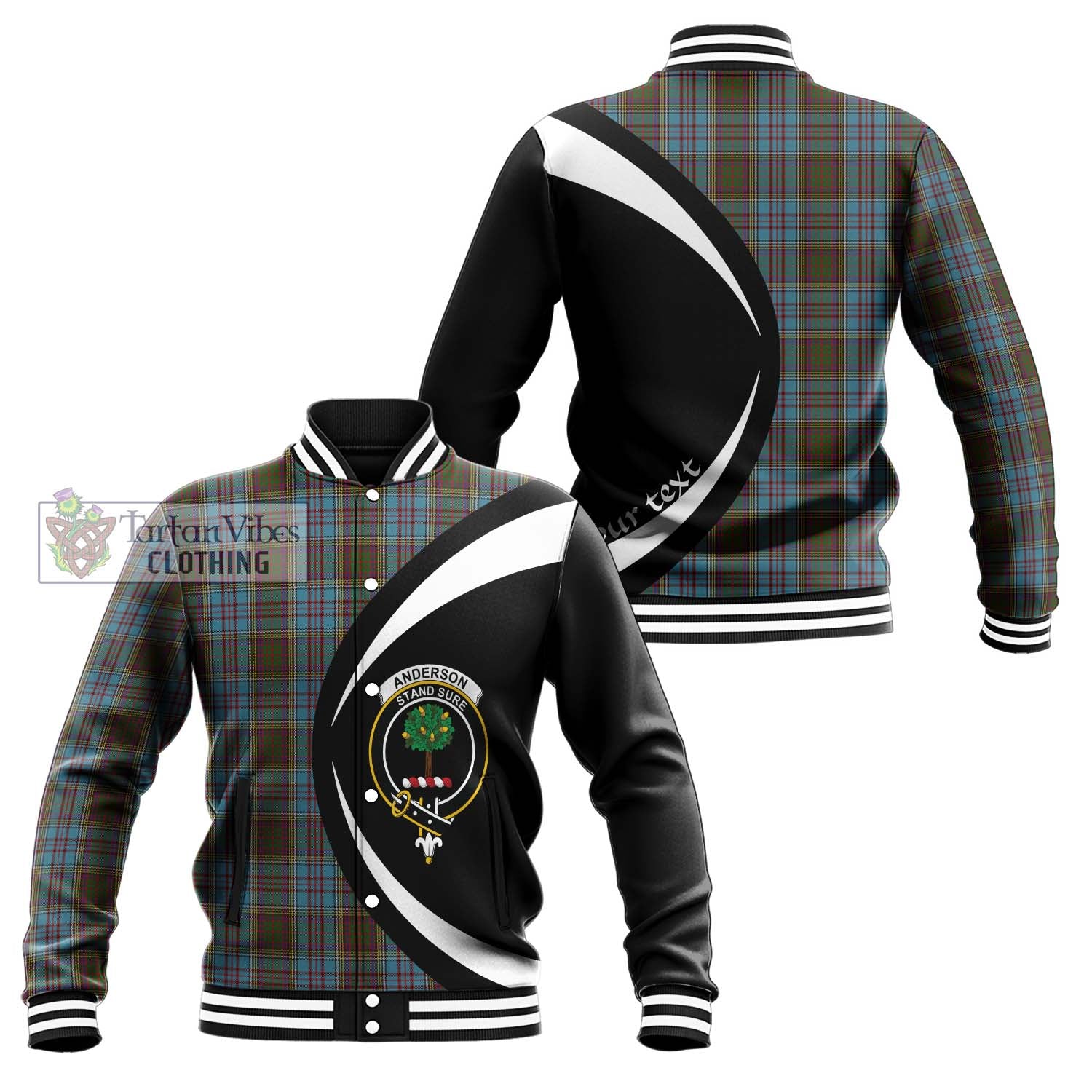 Anderson Tartan Baseball Jacket with Family Crest Circle Style Unisex - Tartan Vibes Clothing