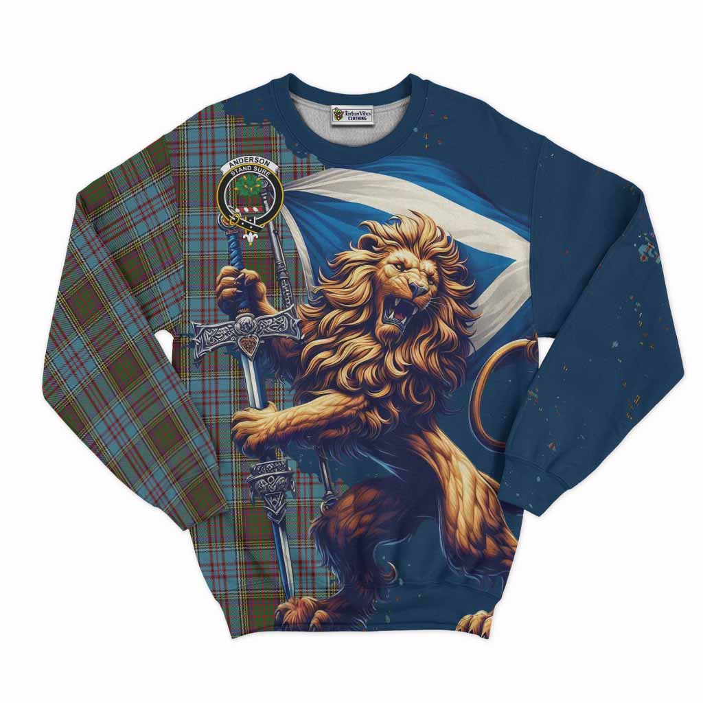 Tartan Vibes Clothing Anderson Tartan Family Crest Sweatshirt with Scottish Majestic Lion