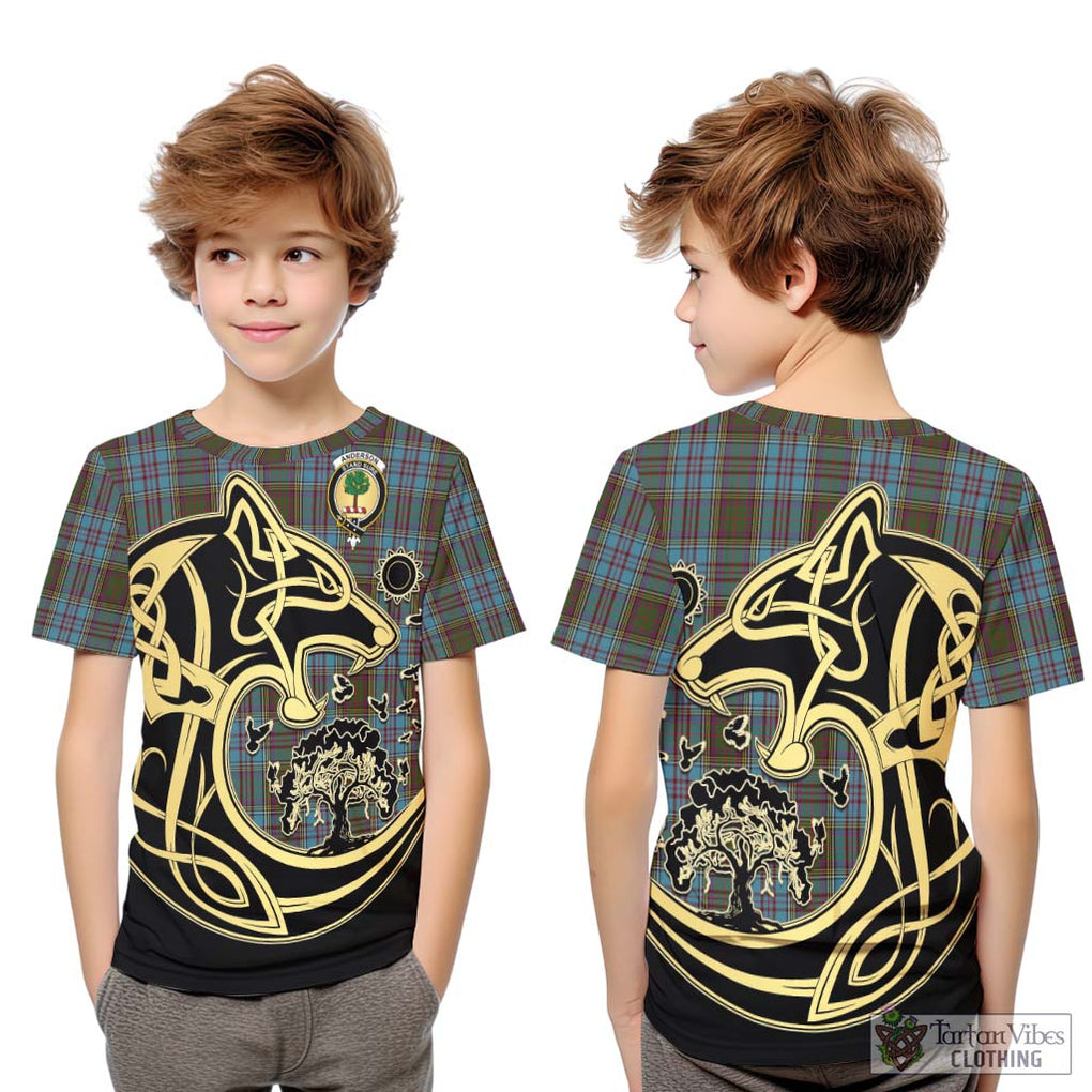 Anderson Tartan Kid T-Shirt with Family Crest Celtic Wolf Style Youth XL Size14 - Tartan Vibes Clothing