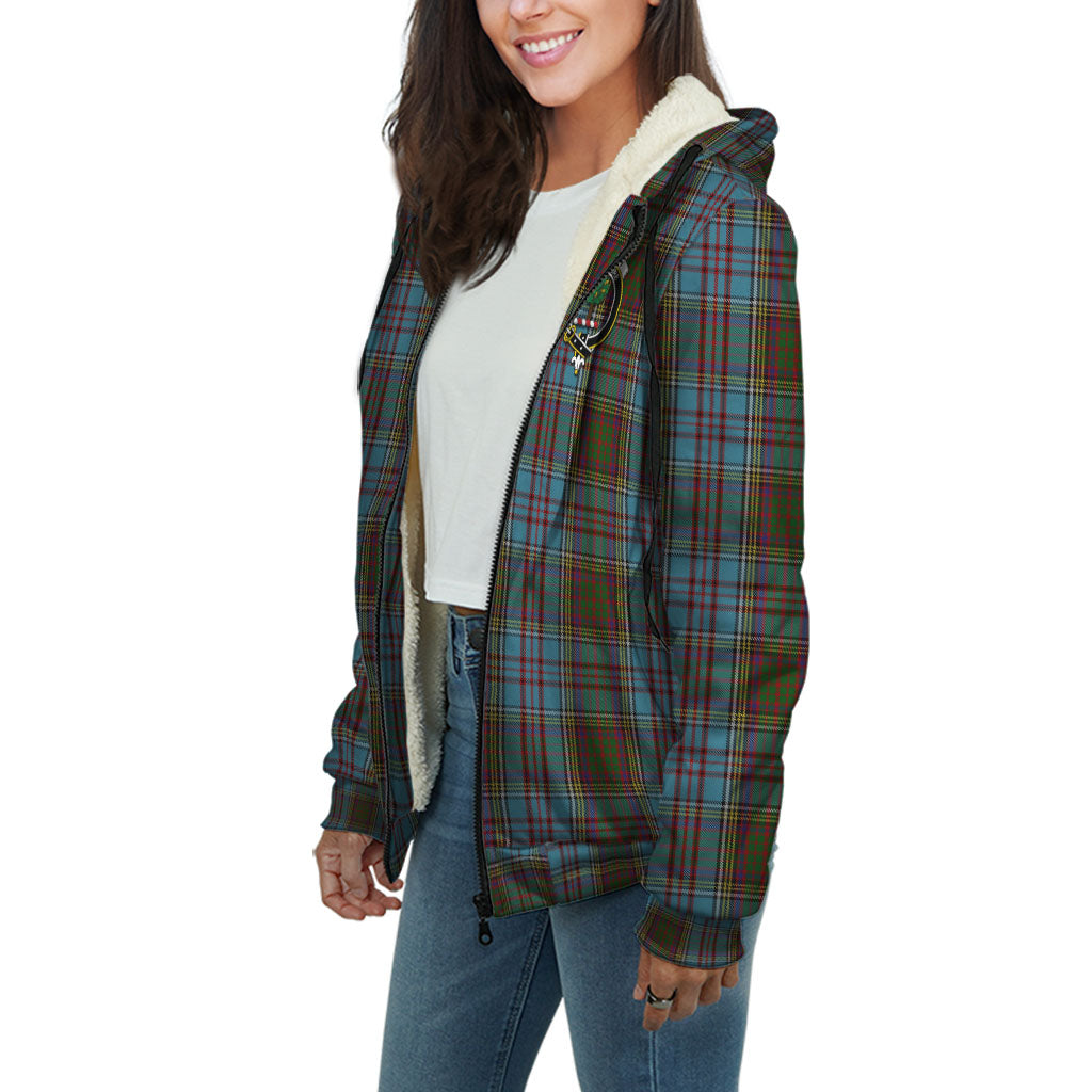 Anderson Tartan Sherpa Hoodie with Family Crest Unisex - Tartanvibesclothing