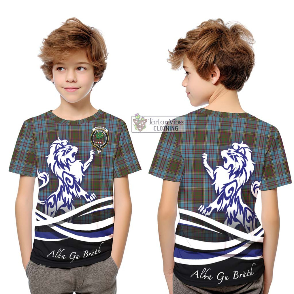 Anderson Tartan Kid T-Shirt with Alba Gu Brath Regal Lion Emblem Youth XL Size14 - Tartanvibesclothing Shop