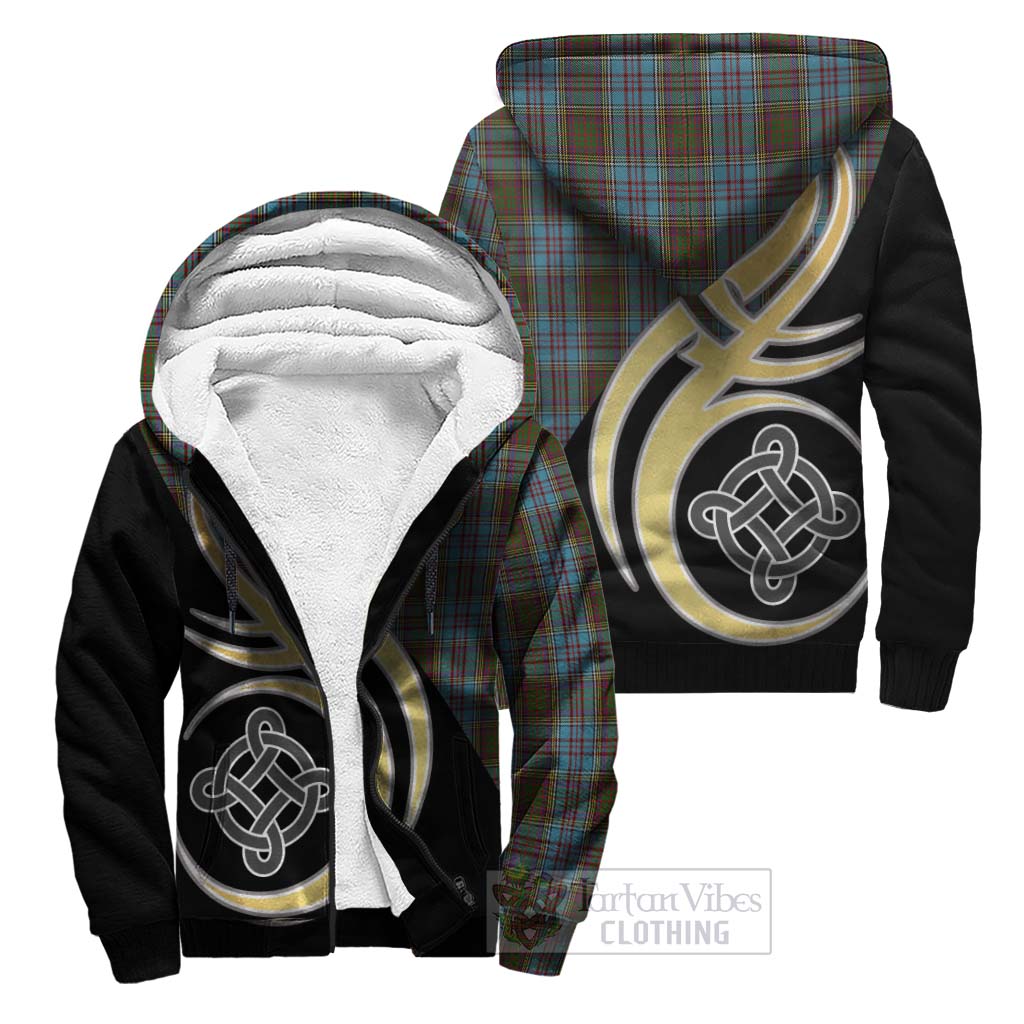 Anderson Tartan Sherpa Hoodie with Family Crest and Celtic Symbol Style Unisex S - Tartan Vibes Clothing