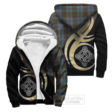 Anderson Tartan Sherpa Hoodie with Family Crest and Celtic Symbol Style