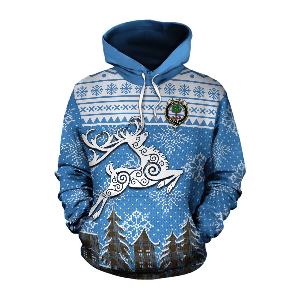 Tartan Vibes Clothing Anderson Clan Christmas Cotton Hoodie Celtic Reindeer Style