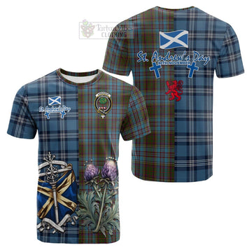 Anderson Tartan Cotton T-shirt Happy St. Andrew's Day Half Tartan Style