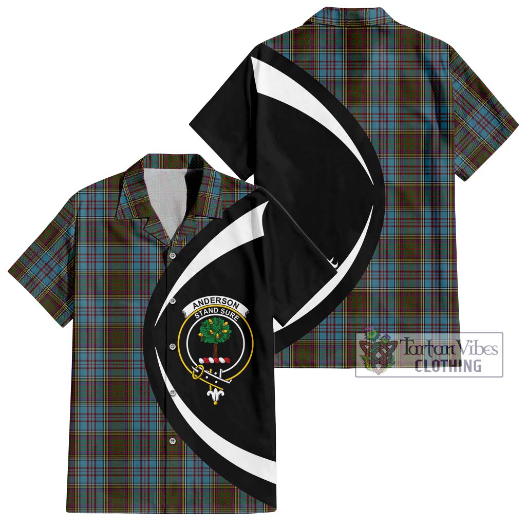 Anderson Tartan Short Sleeve Button Up with Family Crest Circle Style Kid - Tartan Vibes Clothing