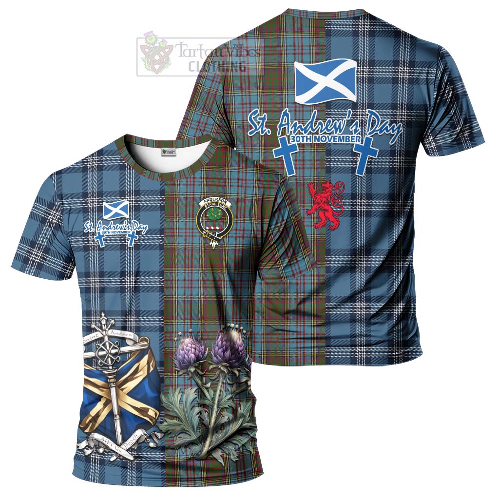 Tartan Vibes Clothing Anderson Tartan T-Shirt Happy St. Andrew's Day Half Tartan Style