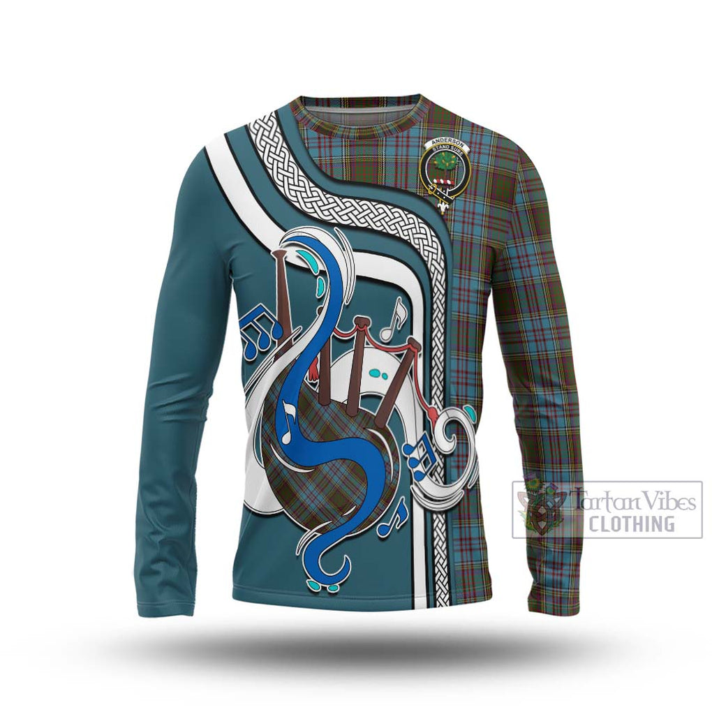 Tartan Vibes Clothing Anderson Tartan Long Sleeve T-Shirt with Epic Bagpipe Style