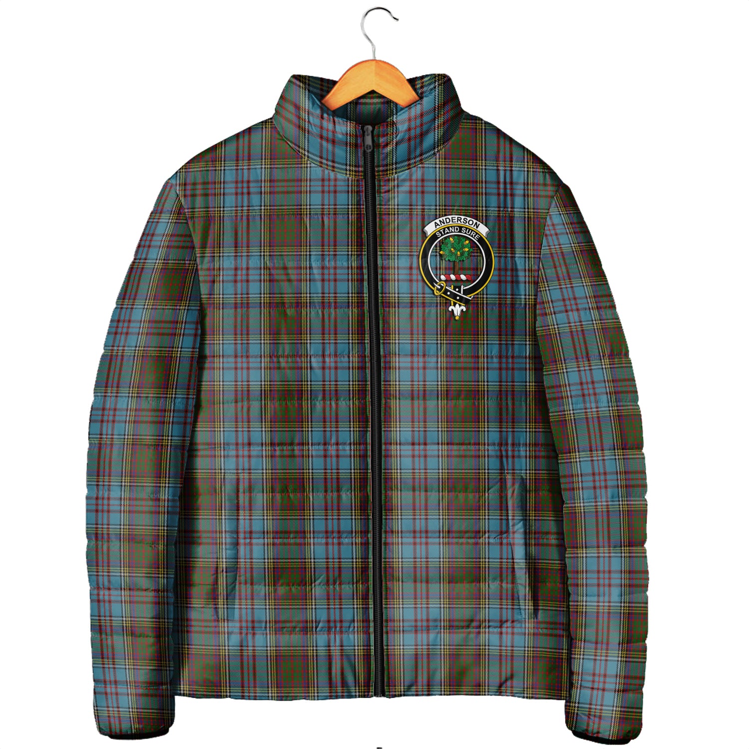 Anderson Tartan Padded Jacket with Family Crest Men's Padded Jacket - Tartan Vibes Clothing