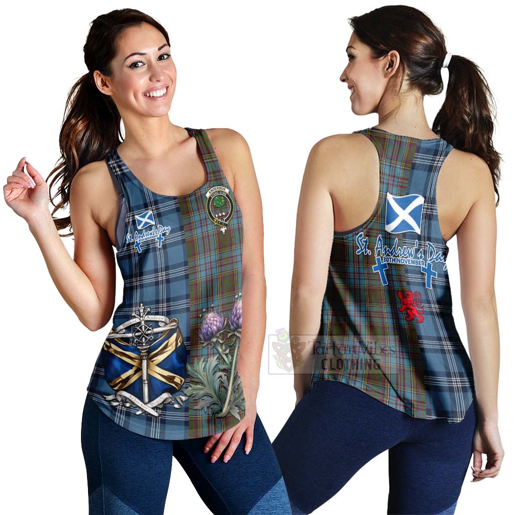 Tartan Vibes Clothing Anderson Tartan Women's Racerback Tanks Happy St. Andrew's Day Half Tartan Style