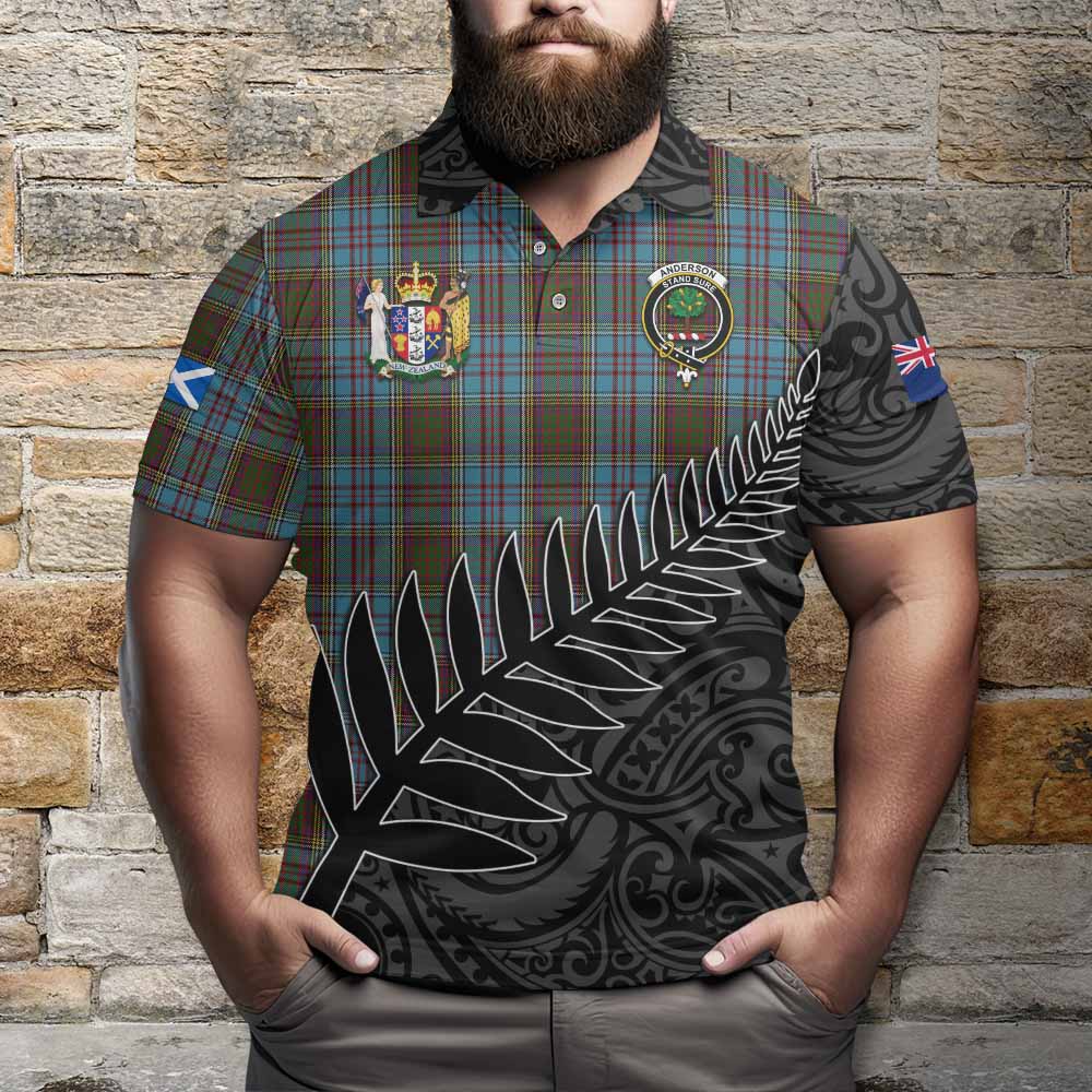 Anderson Crest Tartan Polo Shirt with New Zealand Silver Fern Half Style