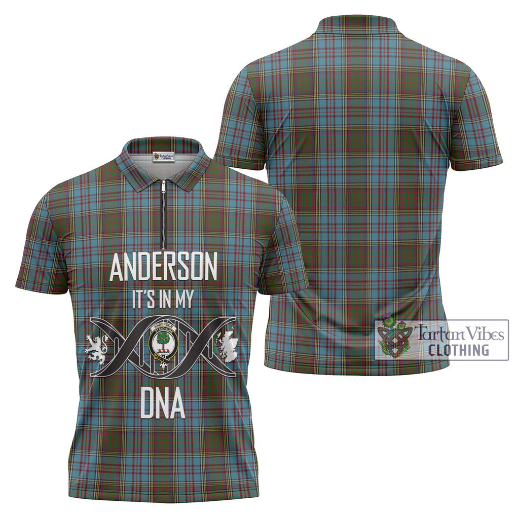 Anderson Tartan Zipper Polo Shirt with Family Crest DNA In Me Style Unisex - Tartanvibesclothing Shop