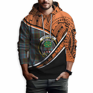 Anderson Crest Tartan Hoodie with Polynesian Vibes Style - Orange Version