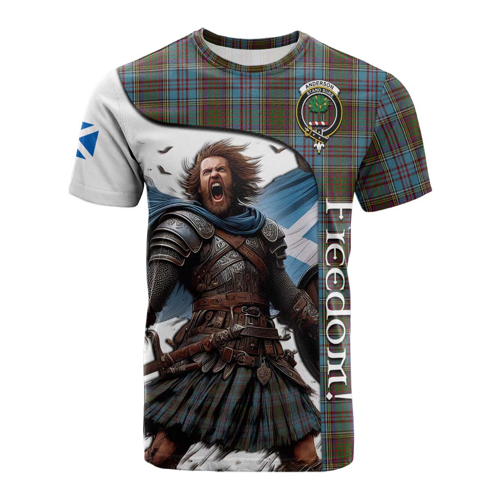 Tartan Vibes Clothing Anderson Crest Tartan Cotton T-shirt Inspired by the Freedom of Scottish Warrior