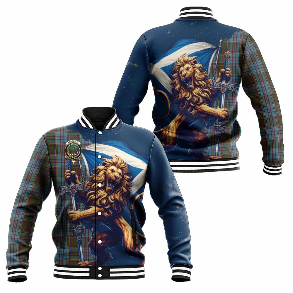 Tartan Vibes Clothing Anderson Tartan Family Crest Baseball Jacket with Scottish Majestic Lion