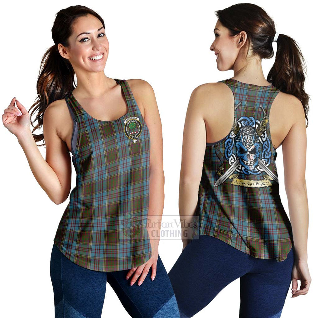 Tartan Vibes Clothing Anderson Tartan Women's Racerback Tanks with Family Crest Celtic Skull Style